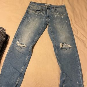 Zara Distressed Pearl Skinny Jeans
